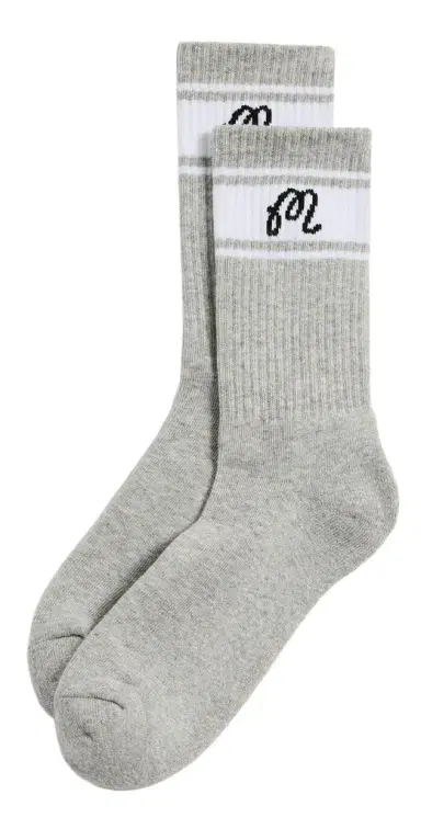 Malbon Haven Crew Socks Heather Grey One Size | Thumbnail 1