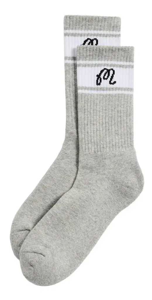 Malbon Haven Crew Socks Heather Grey One Size