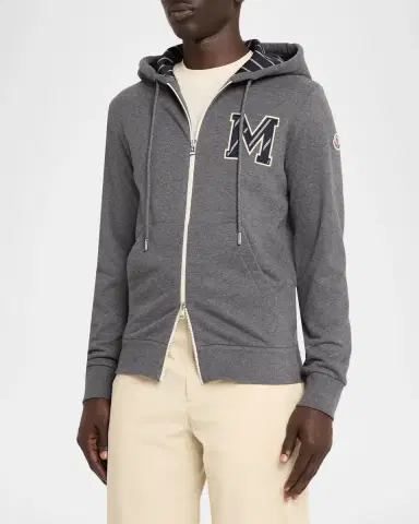 Moncler Men's Full-Zip Monogram Hoodie | Thumbnail 4