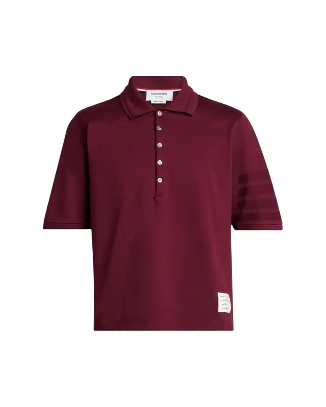 Thom Browne Men's Cotton 4-Bar Sleeve Name Applique Polo Shirt