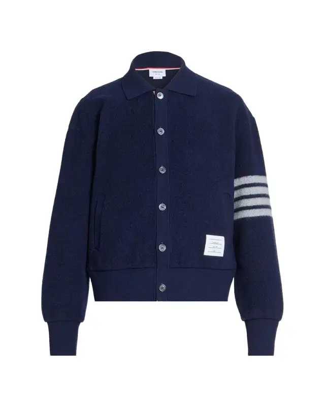 Thom Browne Men's Wool Fleece Polo Cardigan