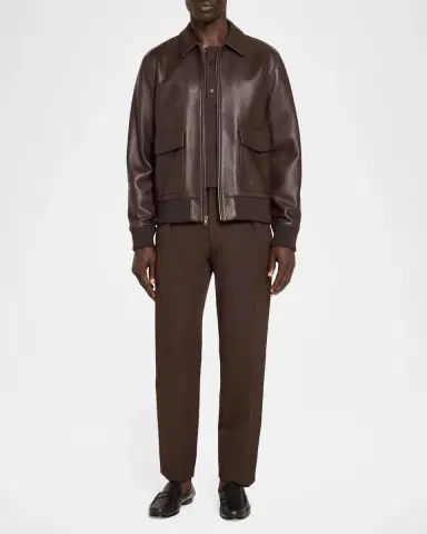 Vince Men's Leather Aviator Bomber Jacket | Thumbnail 2