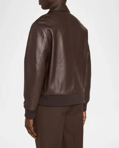 Vince Men's Leather Aviator Bomber Jacket | Thumbnail 3