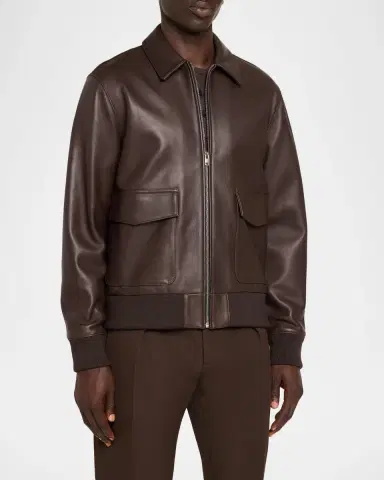 Vince Men's Leather Aviator Bomber Jacket | Thumbnail 4