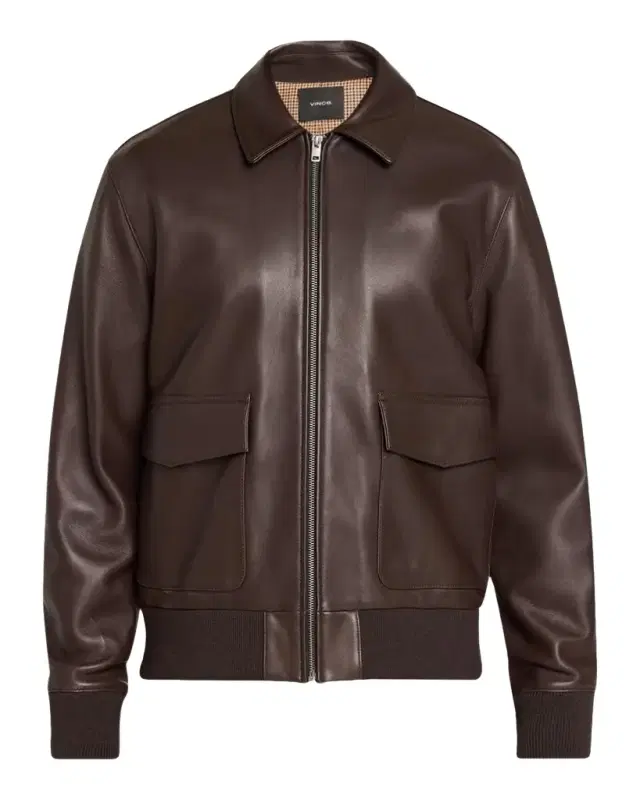 Vince Men's Leather Aviator Bomber Jacket