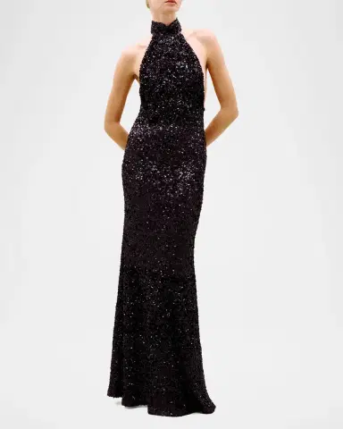 Silvia Tcherassi Dido Sequined Halter Trumpet Gown | Thumbnail 2 Silvia Tcherassi Dido Sequined Halter Trumpet Gown | Thumbnail 2