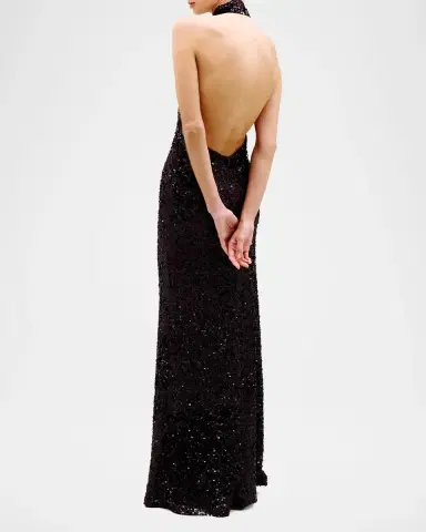 Silvia Tcherassi Dido Sequined Halter Trumpet Gown | Thumbnail 3 Silvia Tcherassi Dido Sequined Halter Trumpet Gown | Thumbnail 3