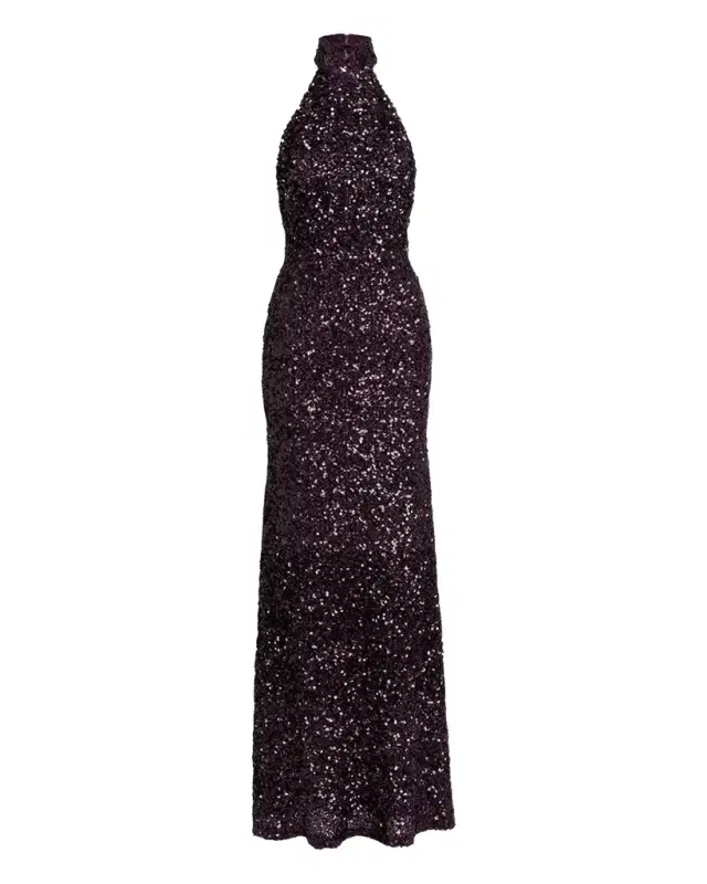 Silvia Tcherassi Dido Sequined Halter Trumpet Gown