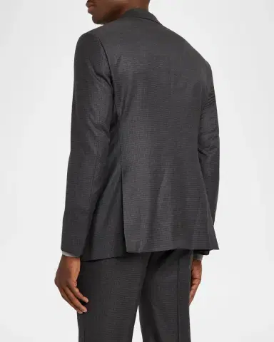 Giorgio Armani Men's Soft Line Wool Micro-Check Single-Breasted Sport Coat | Thumbnail 5