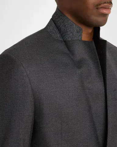 Giorgio Armani Men's Soft Line Wool Micro-Check Single-Breasted Sport Coat | Thumbnail 8