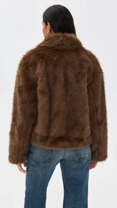 Bardot Sylvie Zip Faux Fur Jacket Chocolate | Thumbnail 3 Bardot Sylvie Zip Faux Fur Jacket Chocolate | Thumbnail 3
