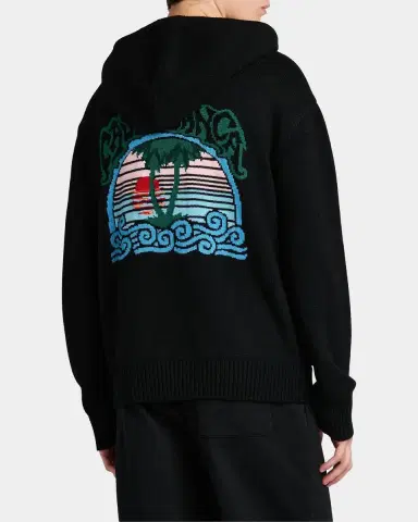 Casablanca Men's Cotton Tuck-Stitch Full-Zip Hoodie | Thumbnail 3