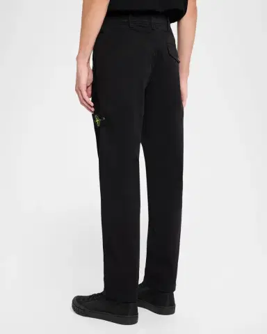 Stone Island Men's Cotton-Stretch Flat-Front Pants | Thumbnail 3