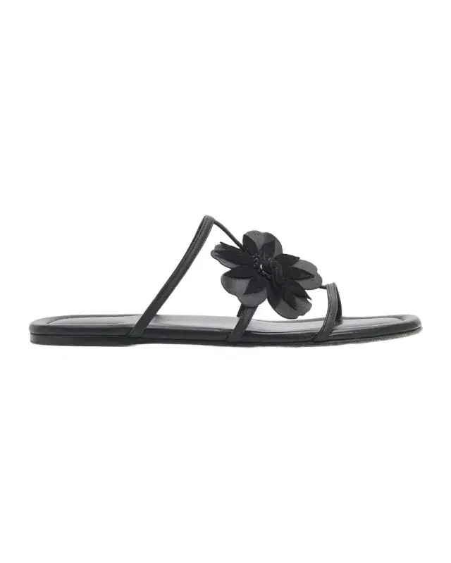 Zimmermann Belara Flower-Appliqué Leather Sandals