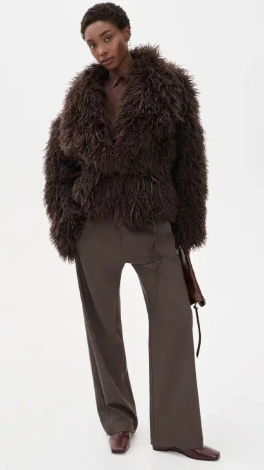 Source Unknown Hathi Belted Faux Fur Jacket Brown M/L | Thumbnail 5