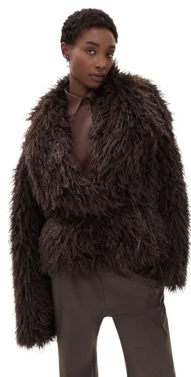 Source Unknown Hathi Belted Faux Fur Jacket Brown M/L | Thumbnail 1