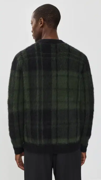 Barbour Hunham Tartan V Neck Sweater Black | Thumbnail 3