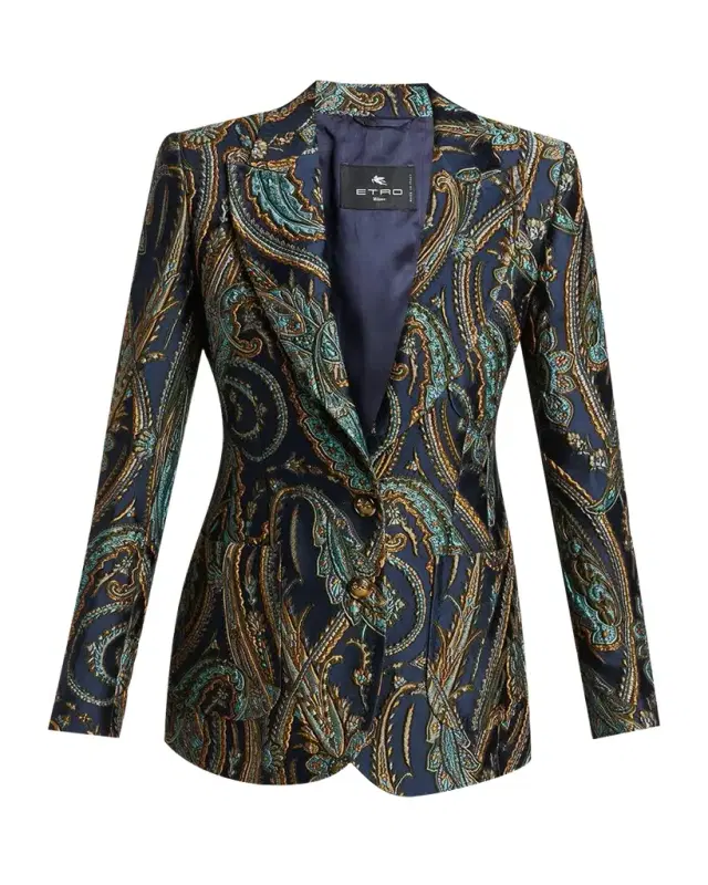 Etro Paisley Jacquard Single-Breasted Fitted Jacket