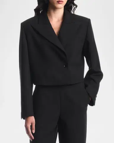 Emporio Armani Cropped Single-Button Boxy Jacket | Thumbnail 3