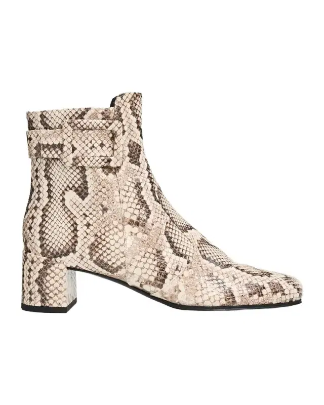 Roger Vivier 45mm Tres Vivier Snake-Printed Leather Ankle Boots