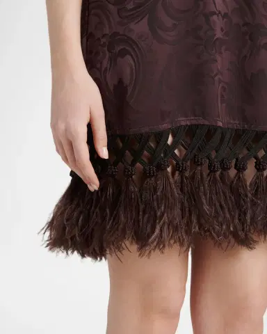 Etro Sleeveless Satin Jacquard Feather Tassel Mini Dress | Thumbnail 5