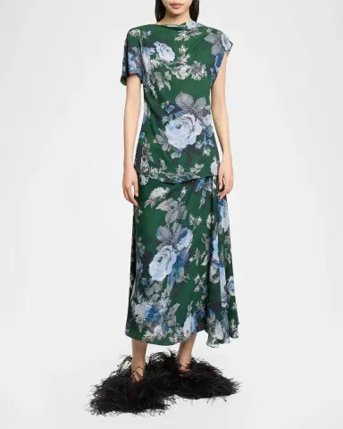Erdem Draped Floral Crepe Top | Thumbnail 2