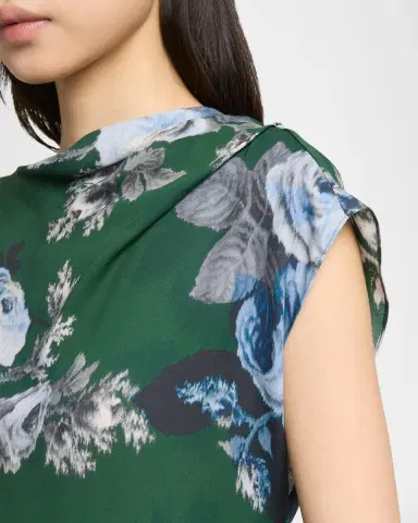 Erdem Draped Floral Crepe Top | Thumbnail 5
