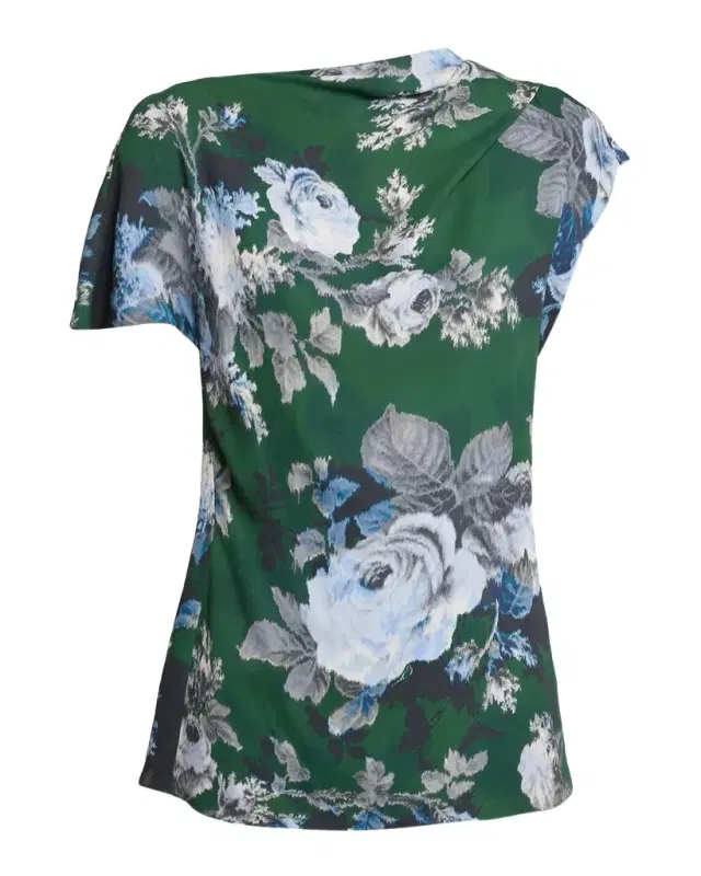 Erdem Draped Floral Crepe Top