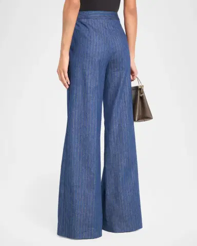 Veronica Beard Ledger Striped High-Rise Wide-Leg Pants | Thumbnail 3