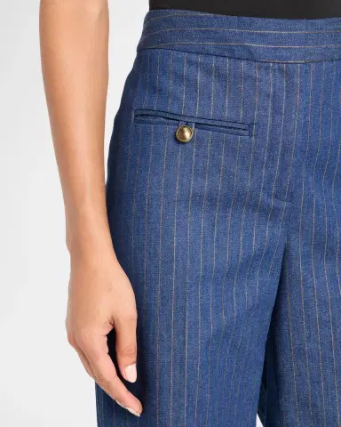 Veronica Beard Ledger Striped High-Rise Wide-Leg Pants | Thumbnail 5