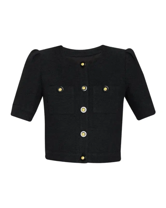 L'Agence Allegra Tweed Short-Sleeve Top