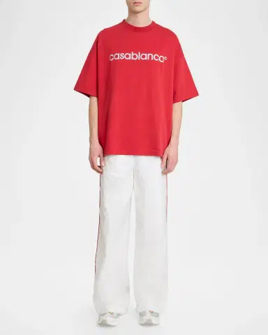Casablanca Men's Reflective Logo Oversized-Fit Crewneck T-Shirt | Thumbnail 2 Casablanca Men's Reflective Logo Oversized-Fit Crewneck T-Shirt | Thumbnail 2