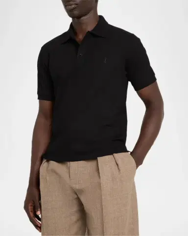 Saint Laurent Men's Cotton Pique Cassandre Polo Shirt | Thumbnail 4 Saint Laurent Men's Cotton Pique Cassandre Polo Shirt | Thumbnail 4