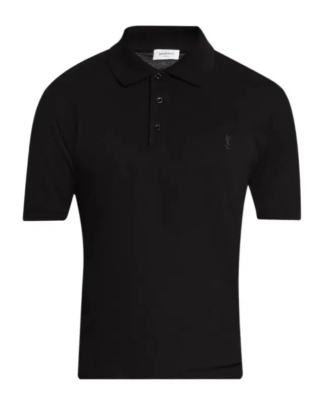 Saint Laurent Men's Cotton Pique Cassandre Polo Shirt