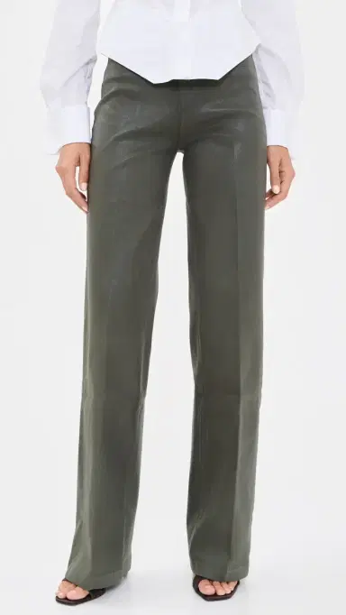 L'Agence Coated Scottie Wide Jeans Ash Olive Coated | Thumbnail 2