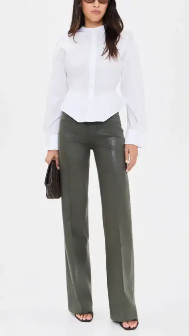 L'Agence Coated Scottie Wide Jeans Ash Olive Coated | Thumbnail 5