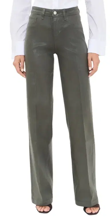 L'Agence Coated Scottie Wide Jeans Ash Olive Coated | Thumbnail 1