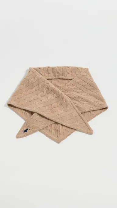Polo Ralph Lauren Cable Triangle Scarf Camel One Size | Thumbnail 2