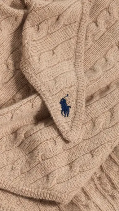Polo Ralph Lauren Cable Triangle Scarf Camel One Size | Thumbnail 5