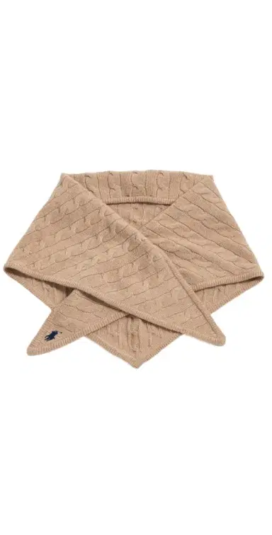 Polo Ralph Lauren Cable Triangle Scarf Camel One Size | Thumbnail 1