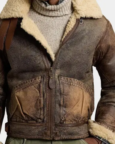 Polo Ralph Lauren Men's Shearling-Lined Leather Bomber Jacket | Thumbnail 5