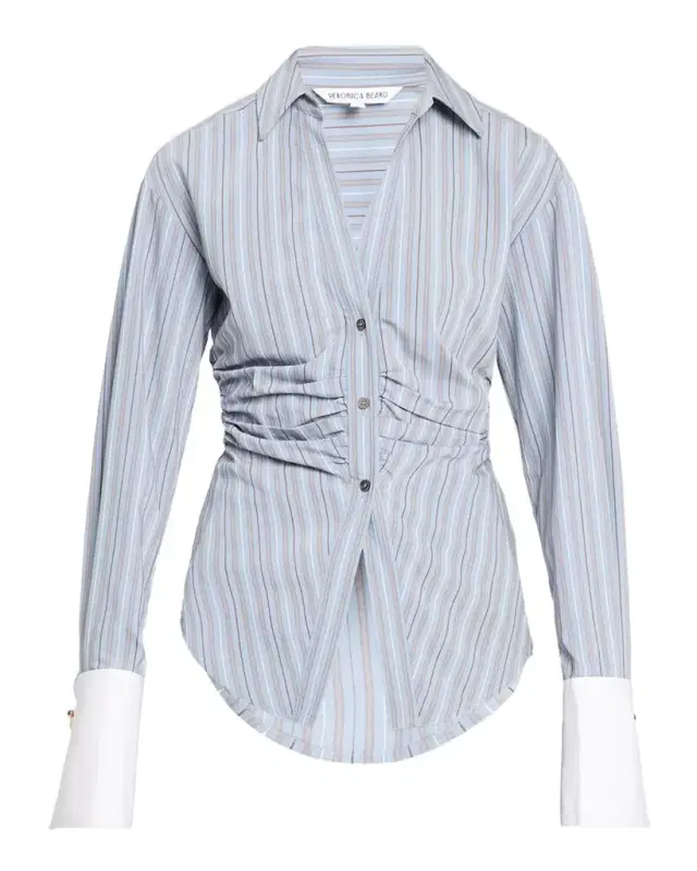 Veronica Beard Devra Striped Button-Front Shirt