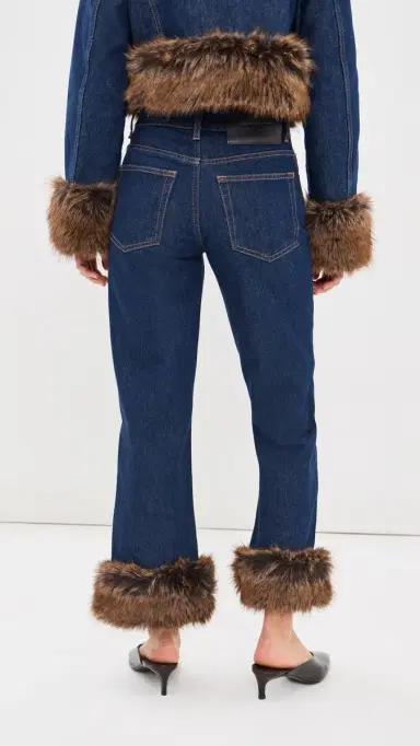 Marc Jacobs Faux Fur Cropped Jeans Dark Slub Indigo 26 | Thumbnail 4