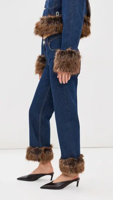 Marc Jacobs Faux Fur Cropped Jeans Dark Slub Indigo 26 | Thumbnail 5