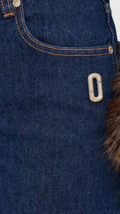 Marc Jacobs Faux Fur Cropped Jeans Dark Slub Indigo 26 | Thumbnail 6