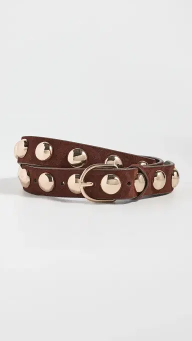 Loeffler Randall Issa Dome Studded Belt Espresso Suede w/ Studded Cham | Thumbnail 2