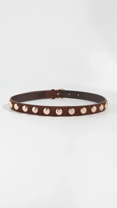 Loeffler Randall Issa Dome Studded Belt Espresso Suede w/ Studded Cham | Thumbnail 4