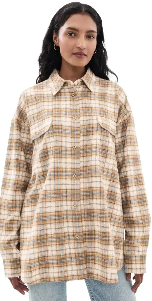 Jamie Haller The Big Button Down Shirt Gold Plaid