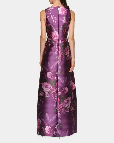 Kay Unger New York Rosalind Floral V-Neck Gown | Thumbnail 3 Kay Unger New York Rosalind Floral V-Neck Gown | Thumbnail 3