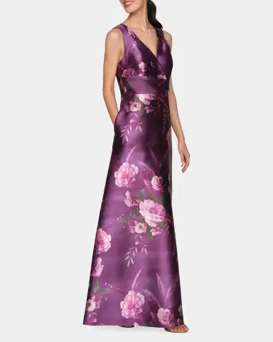 Kay Unger New York Rosalind Floral V-Neck Gown | Thumbnail 6 Kay Unger New York Rosalind Floral V-Neck Gown | Thumbnail 6